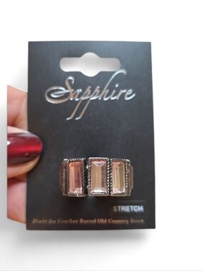 Sapphire Stretch Ring with Pink Rectangular Stones Sapphire By Cracker Barrel